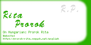 rita prorok business card